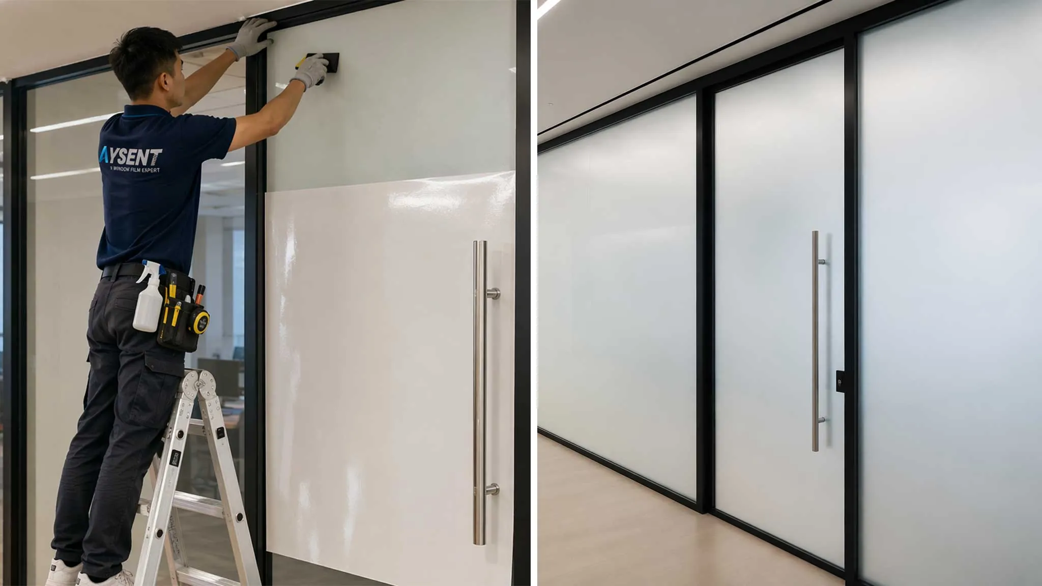 Comparison of self-adhesive smart film and switchable laminated smart glass